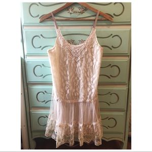 Boho Cream Lace Mini Dress
